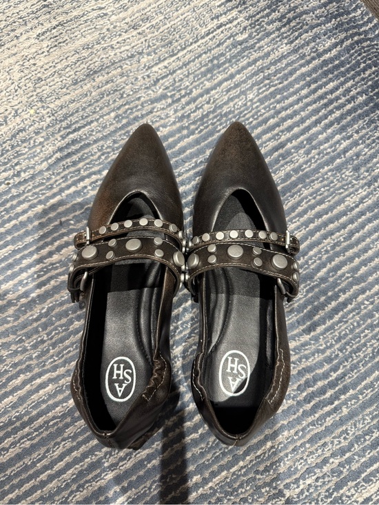 Ash Shoes - ASH Black Studded Pointed Mary Jane Flats